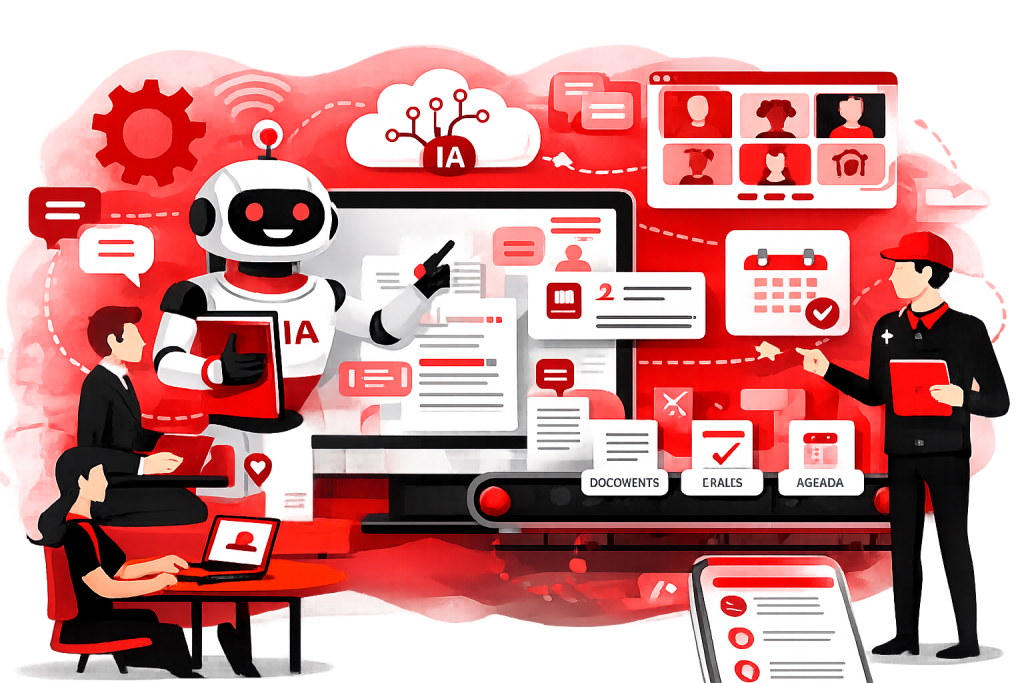 Équipe collaborative avec robot IA Équipe collaborative avec robot IA